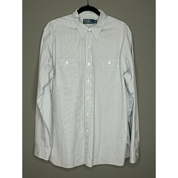 POLO by Ralph Lauren LS Button-Up Shirt Men's Large Striped Classic - Picture 1 of 11